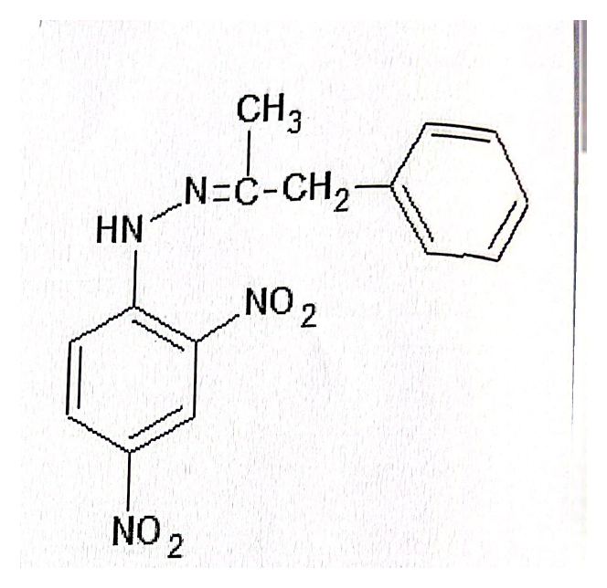 Formula structurală a 2,4-dinitrofenilhidrazonei fenilacetonei