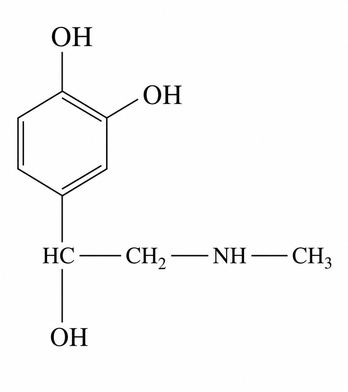 formula structurală a adrenalinei