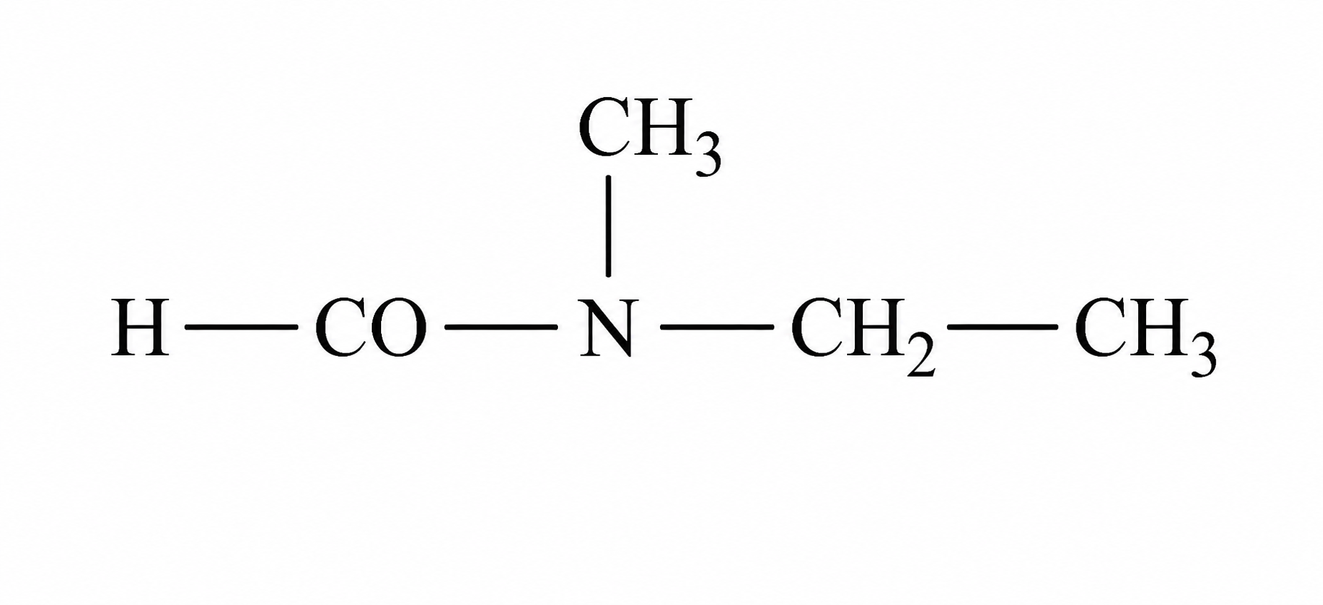 formulă structurală: H—CO—N(CH3)—CH2—CH3, cu gruparea CH3 legată vertical de atomul de azot