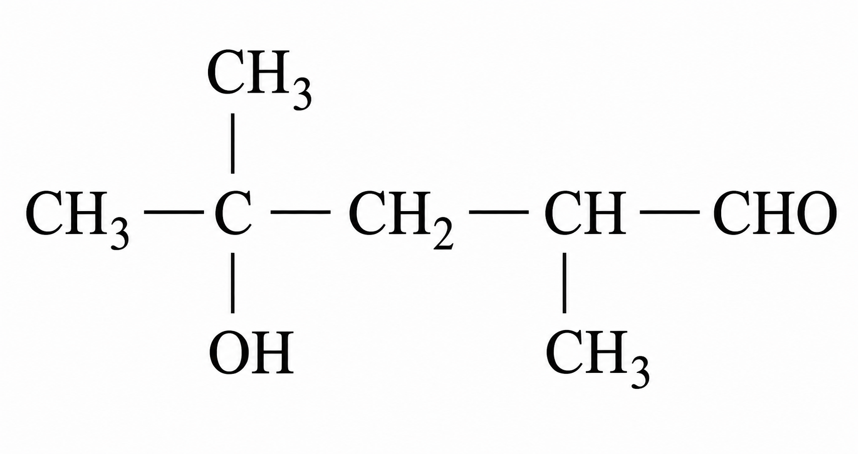 Formula structurală CH3-C(CH3)(OH)-CH2-CH(CH3)-CHO